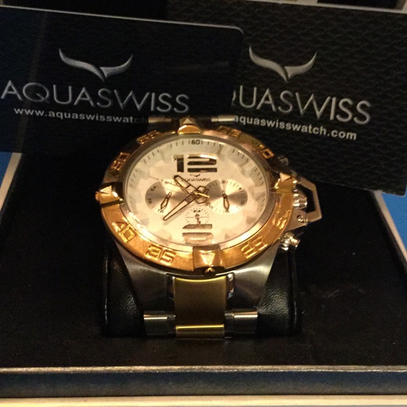 Aqua Swiss Two Tone Day/ Date Watch - Picture 3 of 3